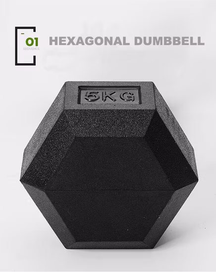 El gimnasio al por mayor profesional pesa el equipo de la aptitud Crossfit pesa de gimnasia hexagonal revestida de goma